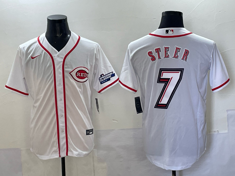 Men Cincinnati Reds #7 Steer white 2025 Nike MLB Jersey 001->cincinnati reds->MLB Jersey